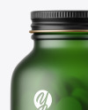 Frosted Green Glass Pills Bottle Mockup