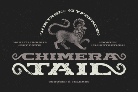 Chimera Tail, font + illustration - Vector background