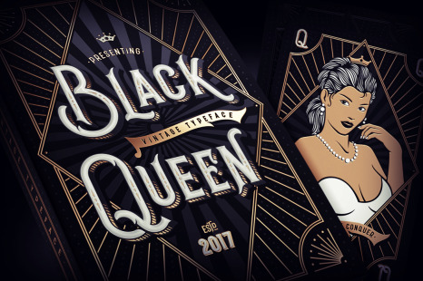 Black Queen font + bonus graphics - Typography logo