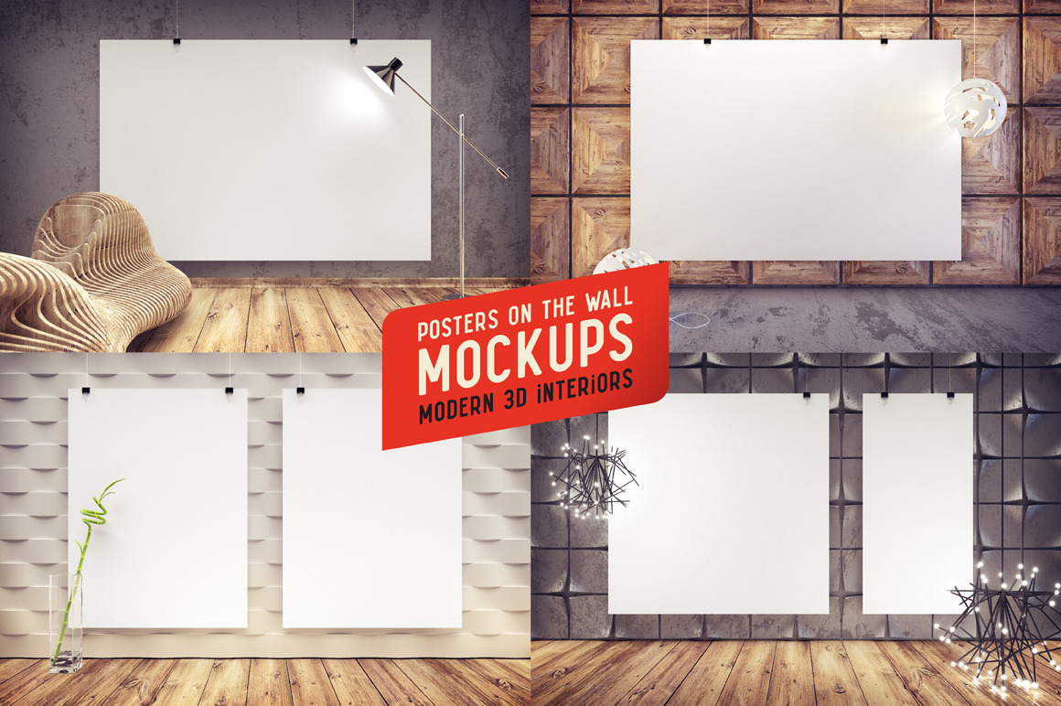 4 Mockups, modern interiors