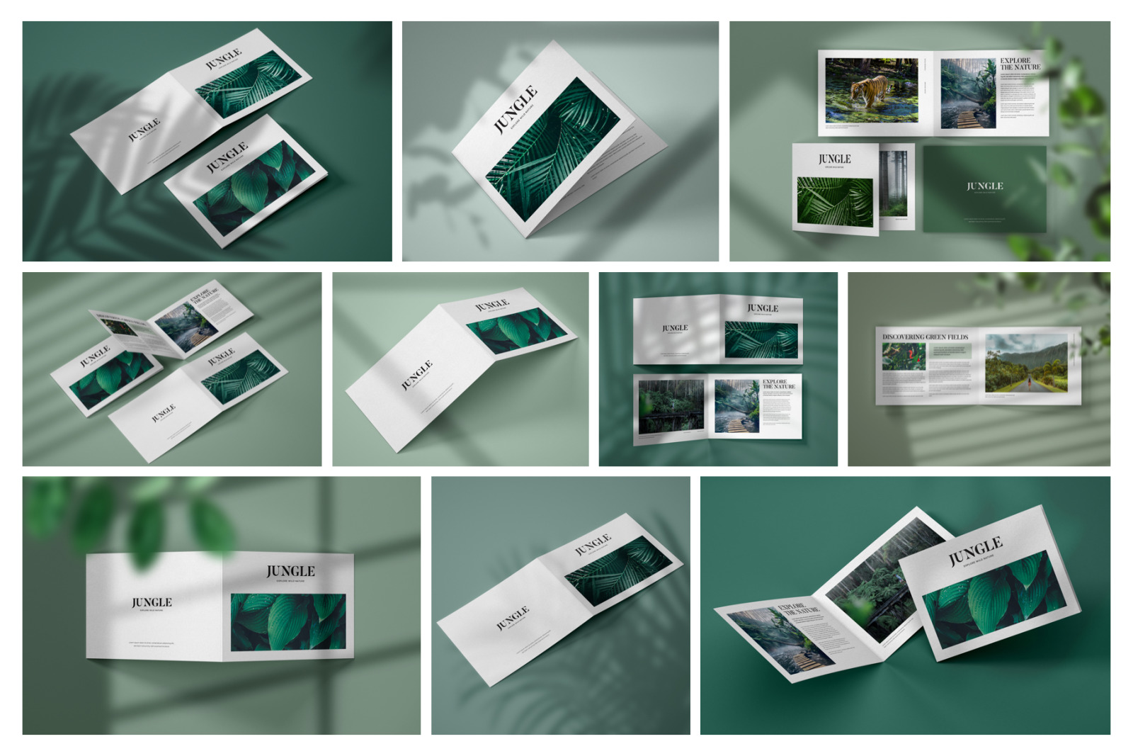 Horizontal Bifold Brochure Mockup Set