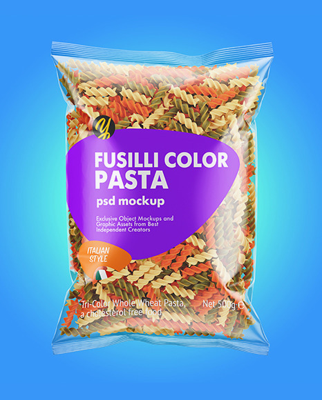 Plastic Bag With Fusilli Color Pasta