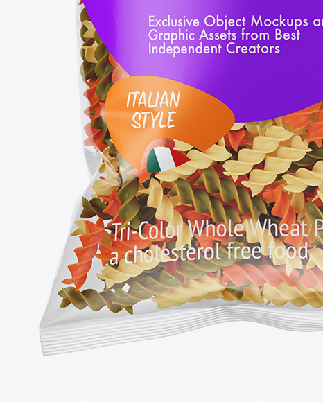 Plastic Bag With Fusilli Color Pasta