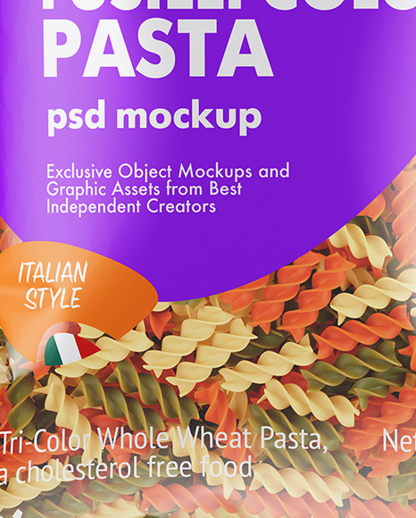 Plastic Bag With Fusilli Color Pasta