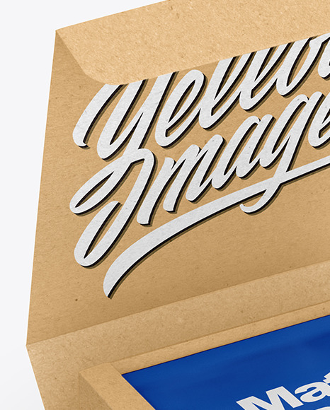 Kraft Box with Matte Sachet Mockup