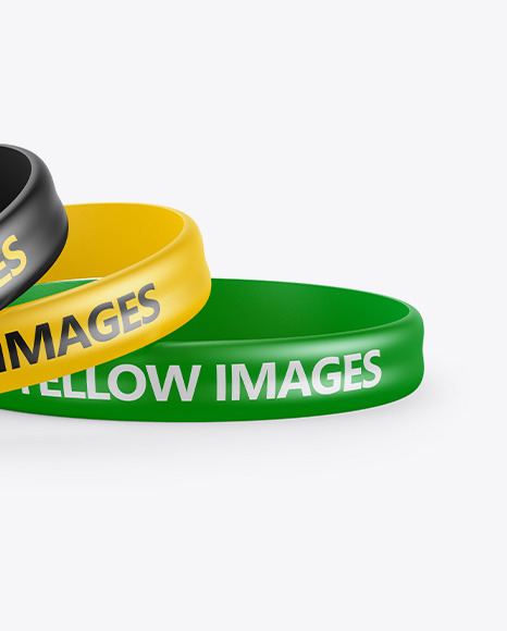 Glossy Silicone Wristbands Mockup