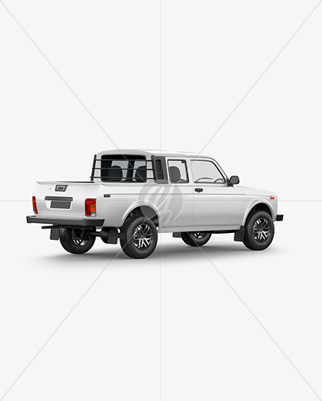 Pickup Truck Mockup - Back HalfSide View