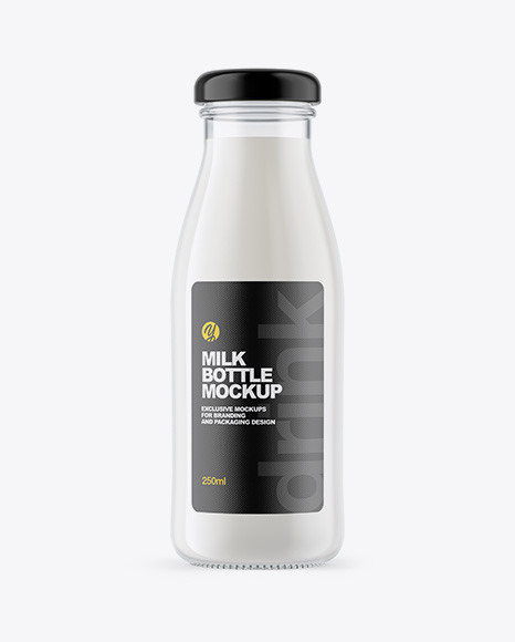 Glass Milk Bottle Mockup