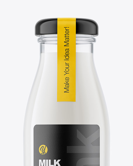 Glass Milk Bottle Mockup