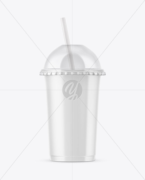 Glossy Plastic Cup with Transparent Cap Mockup