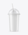 Glossy Plastic Cup with Transparent Cap Mockup