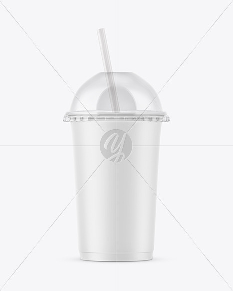 Matte Plastic Cup with Transparent Cap Mockup