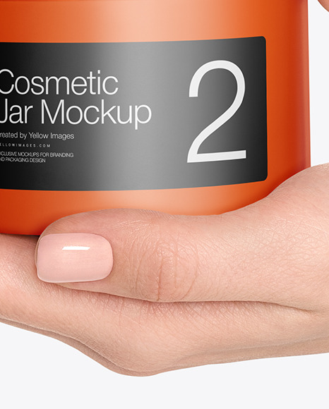 Cosmetic Jar in Hands Mockup