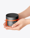 Cosmetic Jar in Hands Mockup