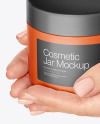 Cosmetic Jar in Hands Mockup