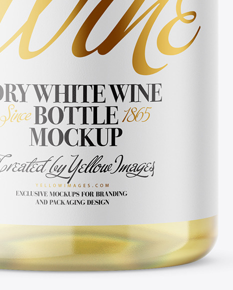 Clear Glass White Wine Bottle Mockup