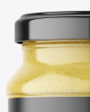 Clear Glass Jar with Mustard Sauce Mockup