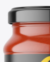 Clear Glass Jar with Tomato Sauce Mockup