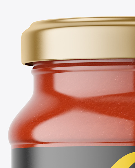 Clear Glass Jar with Tomato Sauce Mockup