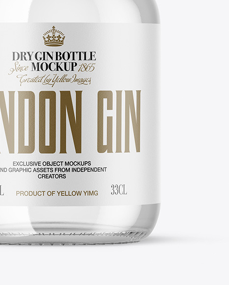 Clear Glass Gin Bottle Mockup