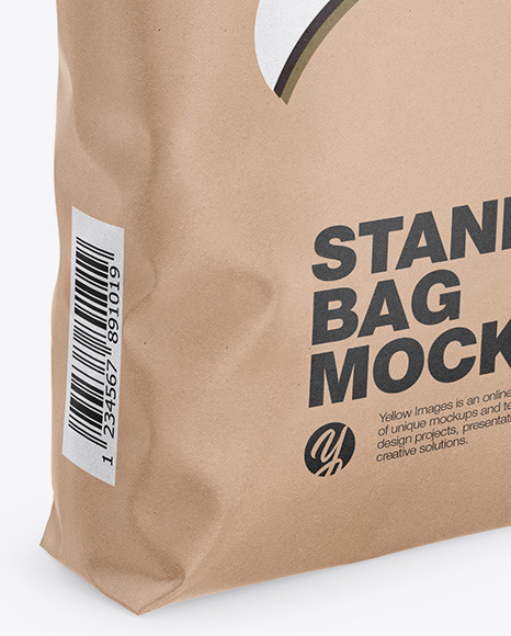 Kraft Stand-Up Bag Mockup - Half Side View