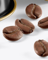 Two Coffee Capsules with Coffee Beans Mockup