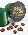 Two Coffee Capsules with Coffee Beans Mockup