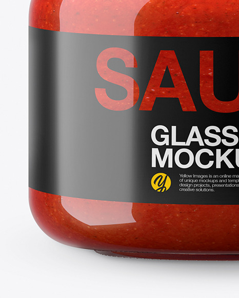 Glass Red Hot Sauce Jar in Shrink Sleeve Mockup