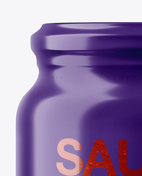 Glass Red Hot Sauce Jar in Shrink Sleeve Mockup