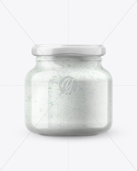 Glass Tartar Sauce Jar in Shrink Sleeve Mockup