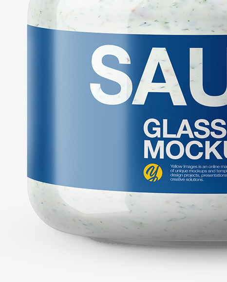 Glass Tartar Sauce Jar in Shrink Sleeve Mockup