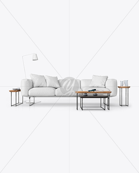 Sofa Cover and Throw Pillows Set Mockup