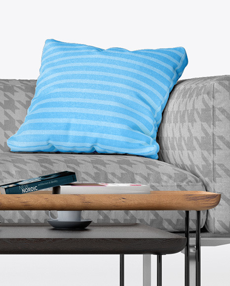 Sofa Cover and Throw Pillows Set Mockup