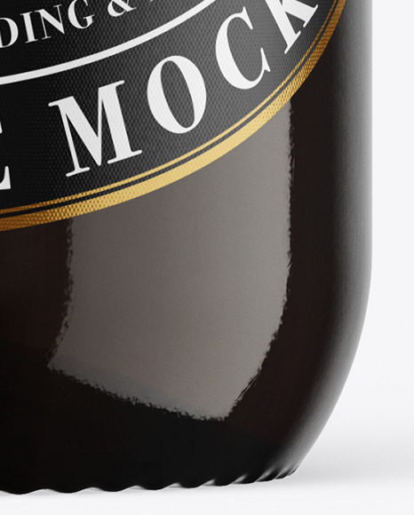 Amber Glass Dark Beer Bottle Mockup