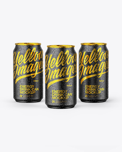 Three Matte Metallic Cans Mockup