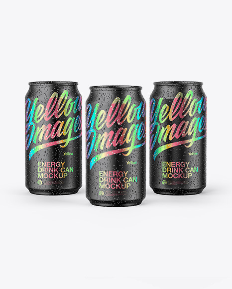 Three Matte Metallic Cans Mockup