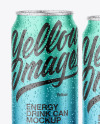 Three Matte Metallic Cans Mockup