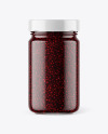 Clear Glass Jar with Raspberry Jam Mockup