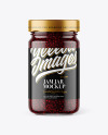 Clear Glass Jar with Raspberry Jam Mockup