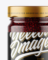 Clear Glass Jar with Raspberry Jam Mockup