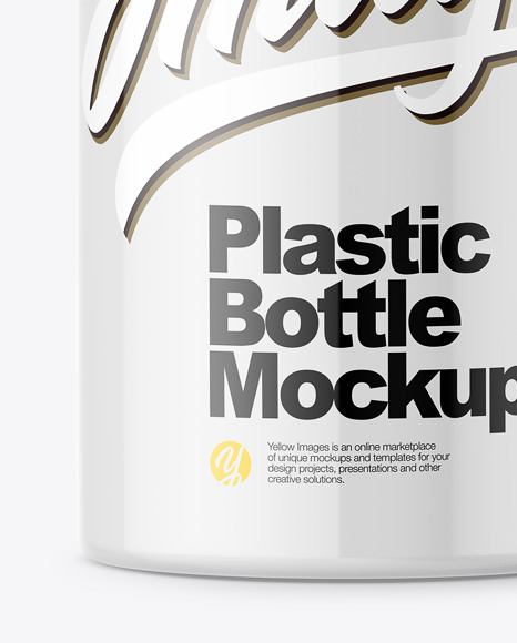 Glossy Plastic Bottle with Pump Mockup - Front View