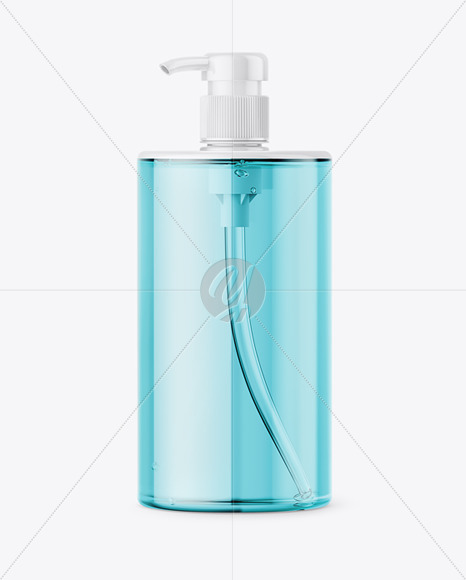 Transparent Plastic Bottle with Pump Mockup - Front View