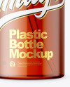 Amber Plastic Bottle with Pump Mockup - Front View