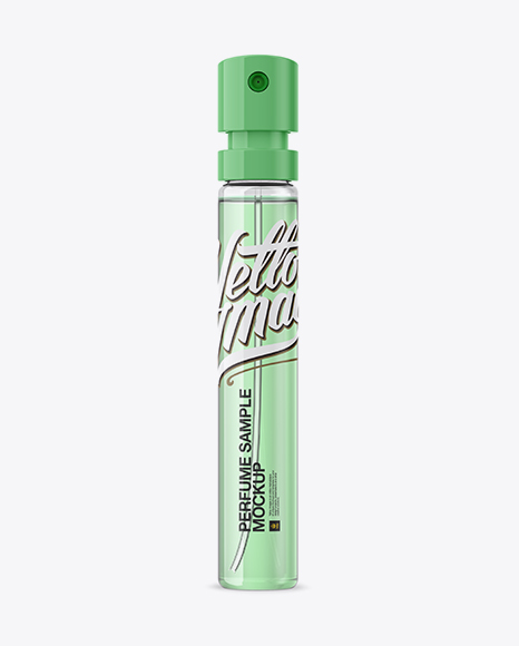 Green Perfume Sampler Spray Bottle Mockup Green Perfume Sampler Spray Bottle Mockup