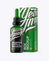 Green Glass Dropper Bottle & Box Mockup Green Glass Dropper Bottle & Box Mockup