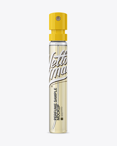 Yellow Perfume Sampler Spray Bottle Mockup Yellow Perfume Sampler Spray Bottle Mockup