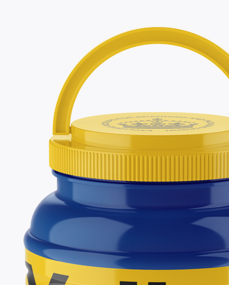 Glossy Plastic Jar With Handle Mockup (High-Angle Shot)