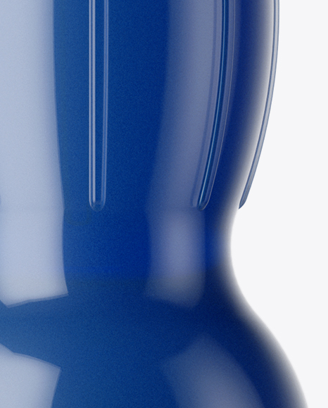 Glossy Plastic Bottle with Blue Drink Mockup