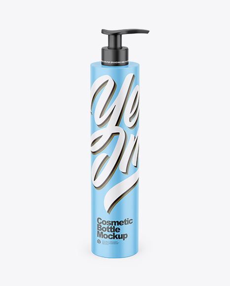 Matte Cosmetic Bottle w Dispenser Mockup - Cosmetics+Dispenser+Bottle+With+Box+Mockup+Mockup+World