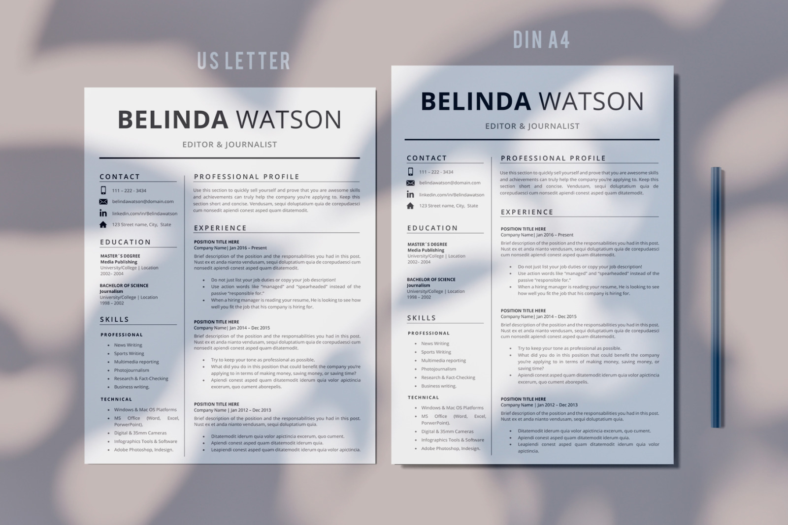 Professional and Modern Resume template. Instant download Resume Design + Cover Letter + References